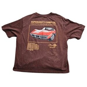 GM Corvette Superiority Complex Mineral Wash Brown Graphic T-Shirt Mens Large